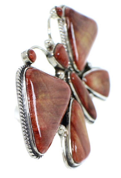Large Statement Red Oyster Shell Butterfly Ring Size 8-3/4 PS72881